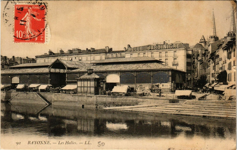 Carte postale ancienne Bayonne Les Halles à Bayonne