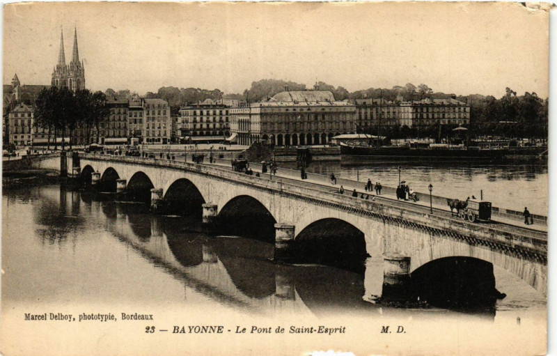 Carte postale ancienne Bayonne Le Pont de Saint-Esprit à Bayonne