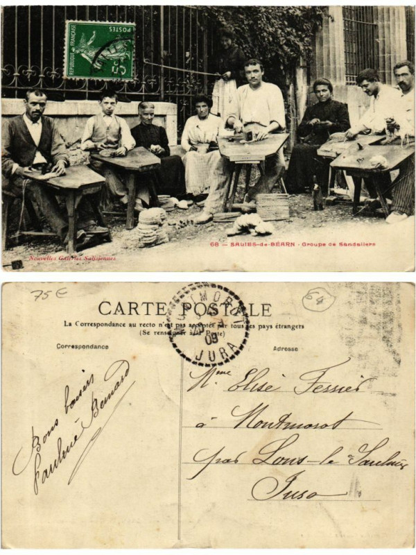 Carte postale ancienne Salies-de-Bearn Groupe de Sandaliers à Salies-de-Béarn