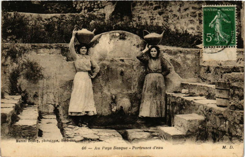 Carte postale ancienne Au Pays Basque - Porteuses d'eau