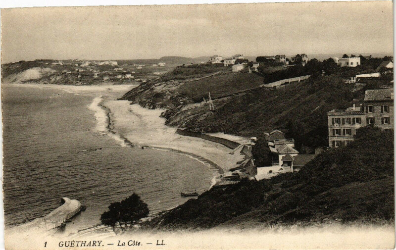 Carte postale ancienne Guethary - La Cote à Guéthary
