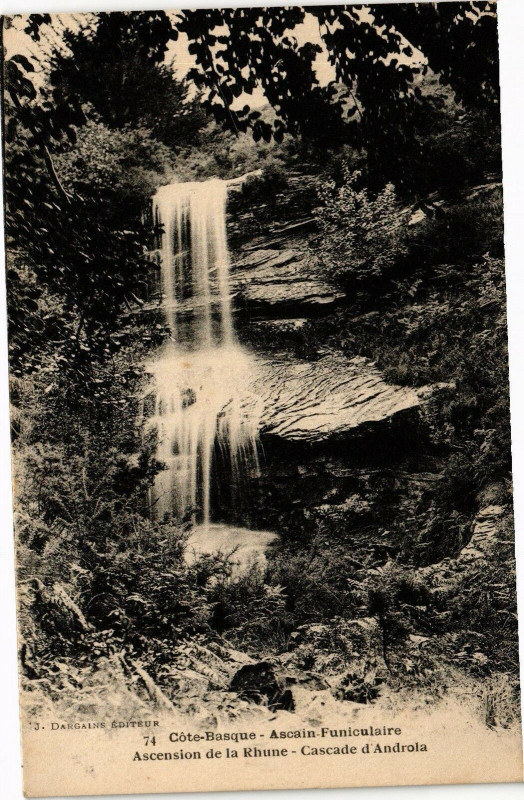 Carte postale ancienne Ascain - Funiculaire - Cascade d'Andorla à Ascain