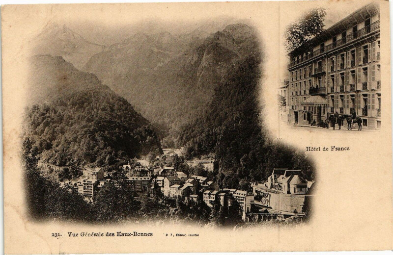 Carte postale ancienne Eaux-Bonnes - Vue générale à Eaux-Bonnes