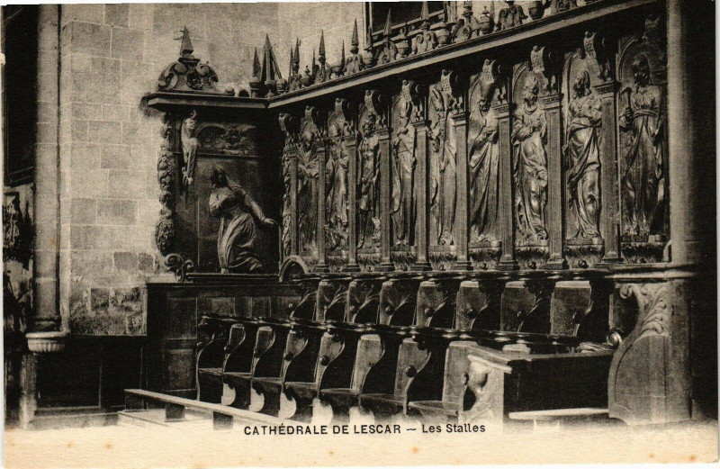 Carte postale ancienne Cathedrale de Lescar - Les Stalles à Lescar