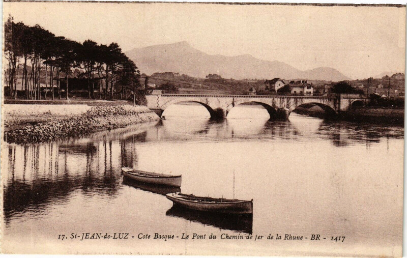 Carte postale ancienne Saint-Jean-de-Luz - Le Pont du Chemin de fer de la Rhue à Saint-Jean-de-Luz