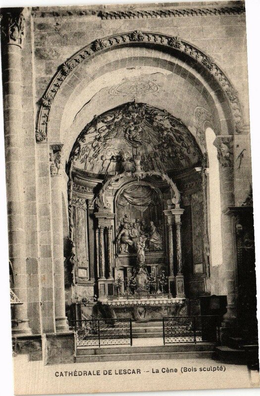 Carte postale ancienne Cathedrale de Lescar - La Cene à Lescar