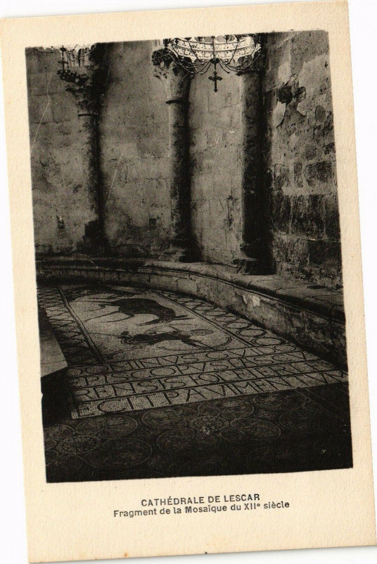 Carte postale ancienne Cathedrale de Lescar - Fragment de la Mosaique du Xii siecle à Lescar