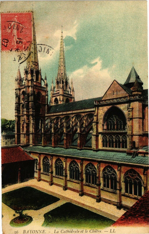 Carte postale ancienne Bayonne - La Cathedrale et le Cloitre à Bayonne