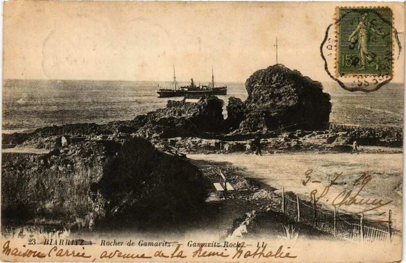 Carte postale ancienne Biarritz - Rocher de Gamaritz à Biarritz