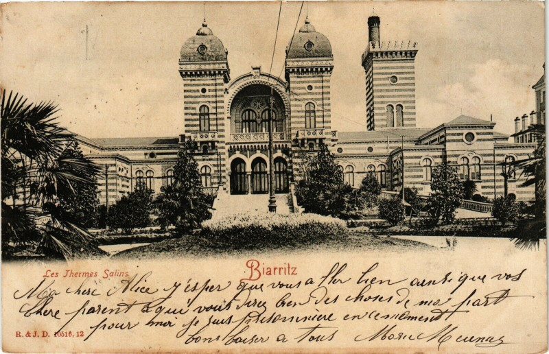 Carte postale ancienne Biarritz - Les THERMes Salins à Biarritz