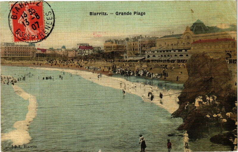 Carte postale ancienne Biarritz - La Grande Plage à Biarritz