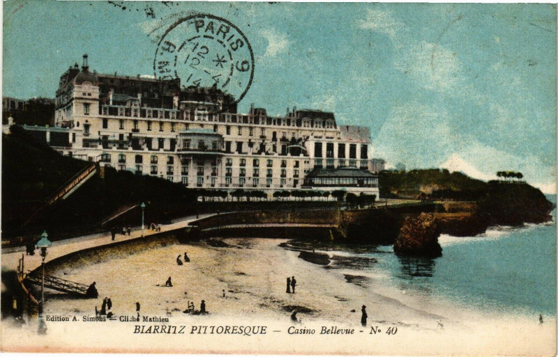 Carte postale ancienne Biarritz - Casino Bellevue à Biarritz
