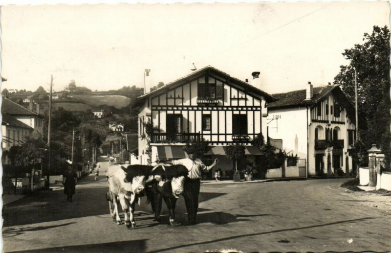 Carte postale ancienne Le Pays Bascue Hasparren (Basses-Pyrennées) Route de Bayonne.... à Hasparren