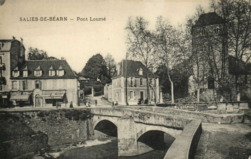 Carte postale ancienne Salies-de-Bearn Pont Loume à Salies-de-Béarn