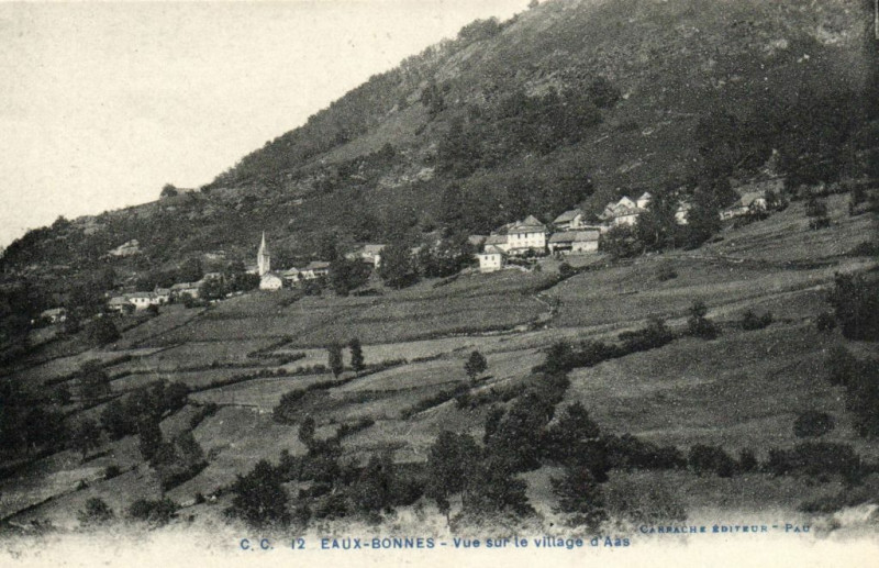 Carte postale ancienne Eaux-Bonnes - Vue sur le village d'Aas à Eaux-Bonnes