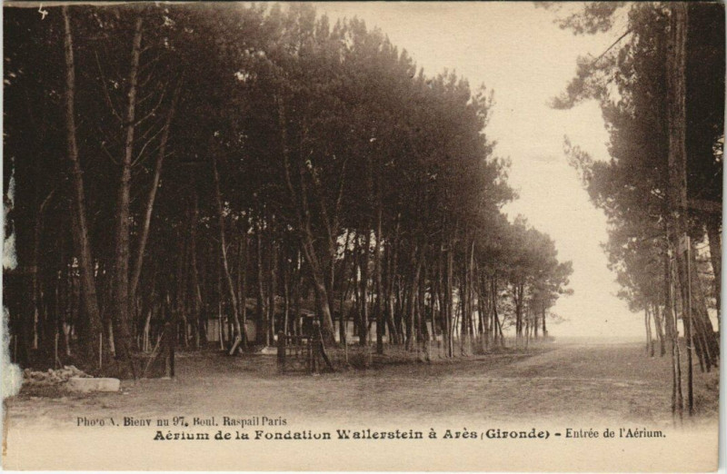 Carte postale ancienne Aérium de la Fondation Wallerstein a Ares - Entrée de l'Aérium à Arès