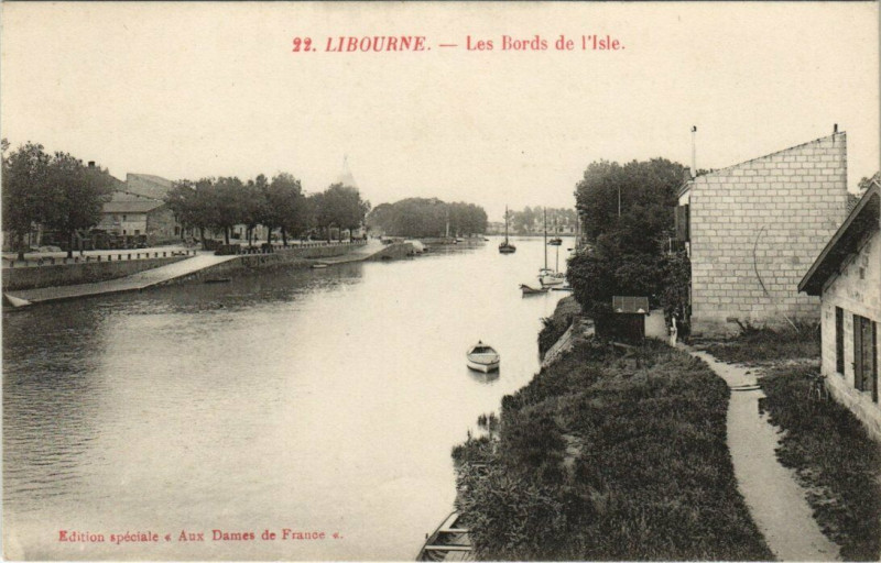 Carte postale ancienne Libourne - Les Bords de l'Isle à Libourne