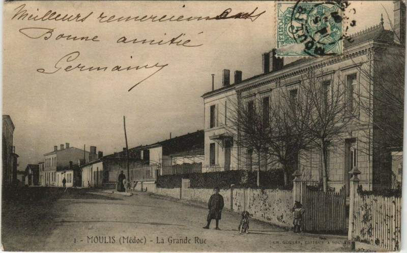 Carte postale ancienne Moulis - La Grande Rue