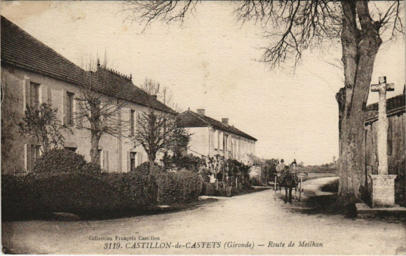 Carte postale ancienne Castillon-de-Castets - Route de Meilhan