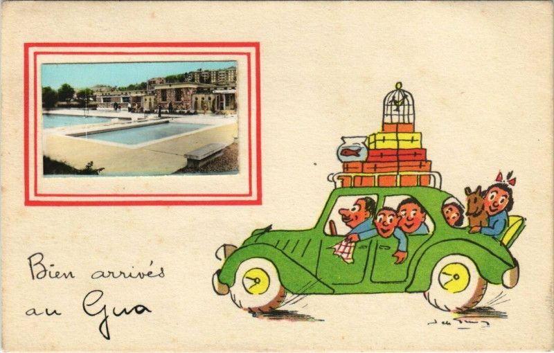 Carte postale ancienne Bien arrivés au Gua