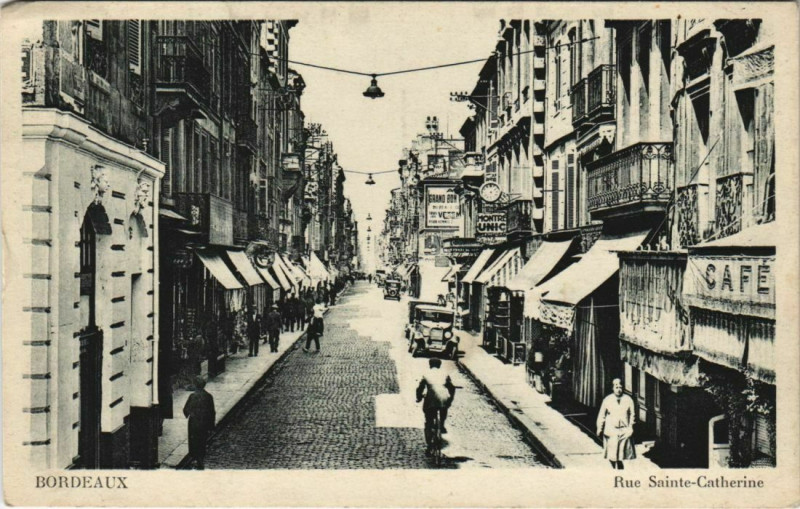 Carte postale ancienne Bordeaux-Rue Sainte-Catherine à Bordeaux