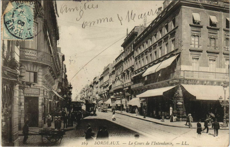 Carte postale ancienne Bordeaux-Le Cours de l'Intendance à Bordeaux
