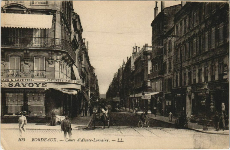 Carte postale ancienne Bordeaux-Cours d'Alsace Lorraine à Bordeaux