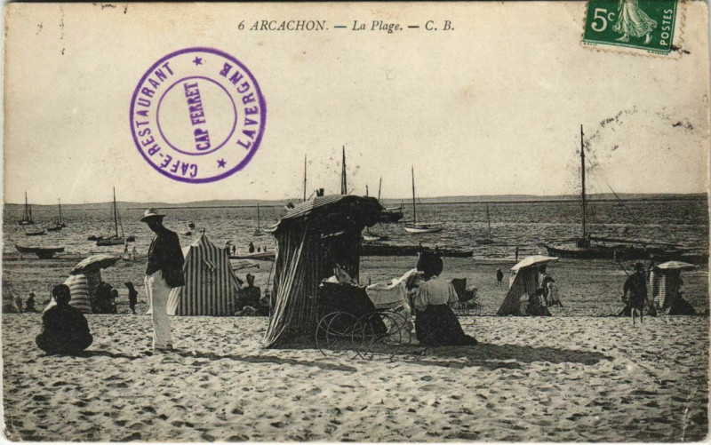 Carte postale ancienne Arcachon-La Plage à Arcachon