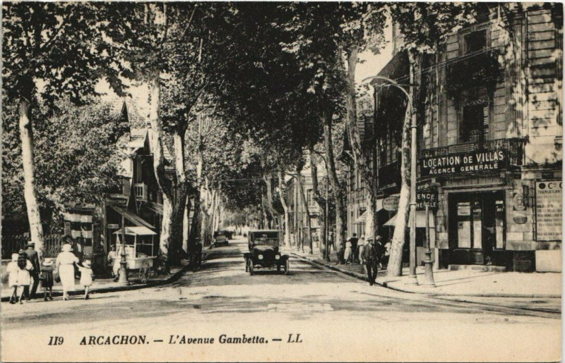 Carte postale ancienne L'Avenue Gambetta à Arcachon