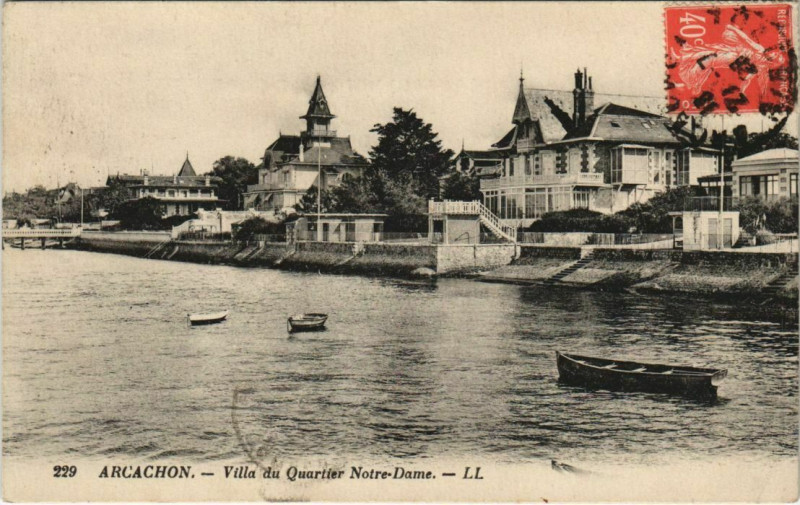 Carte postale ancienne Villa du Quartier Notre Dame à Arcachon