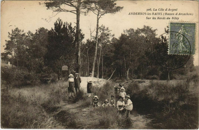 Carte postale ancienne Andernos-les-Bains-Sur les Bords du Bélay à Andernos-les-Bains