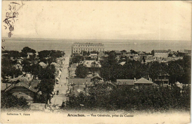 Carte postale ancienne Arcachon Vue générale prise du Casino à Arcachon