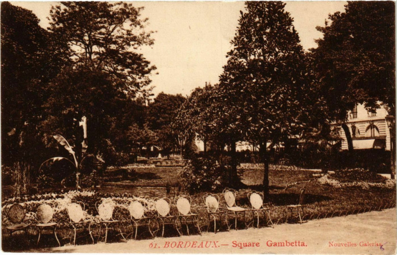 Carte postale ancienne Gironde Bordeaux Square Gambetta - jardin à Bordeaux
