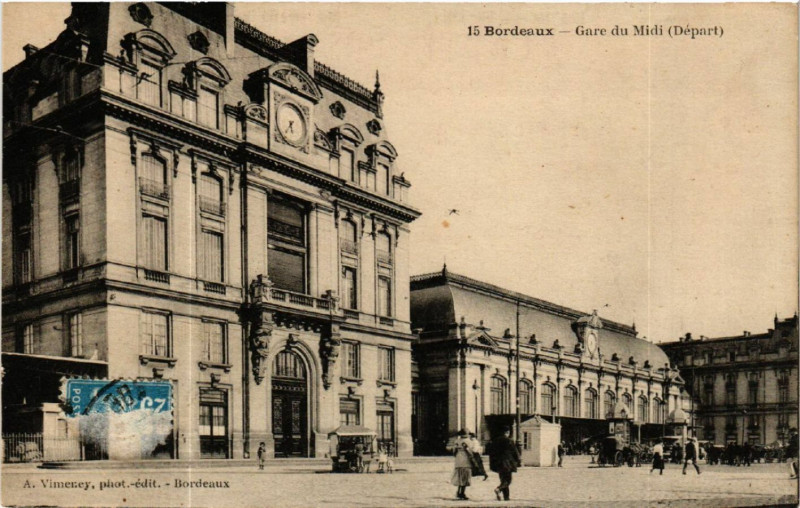 Carte postale ancienne Bordeaux - Gare di Midi (Départ) à Bordeaux