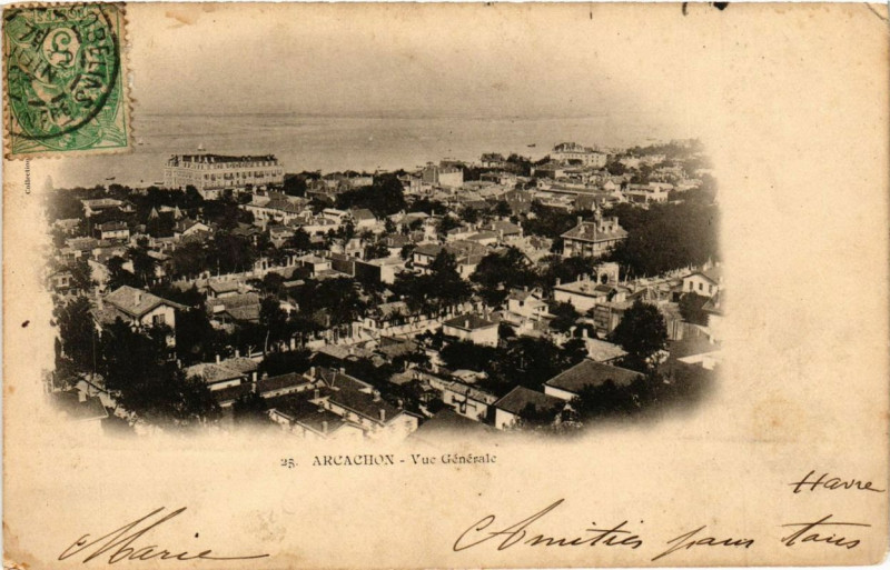 Carte postale ancienne Arcachon Vue générale à Arcachon