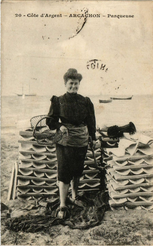 Carte postale ancienne Arcachon Parqueuse à Arcachon