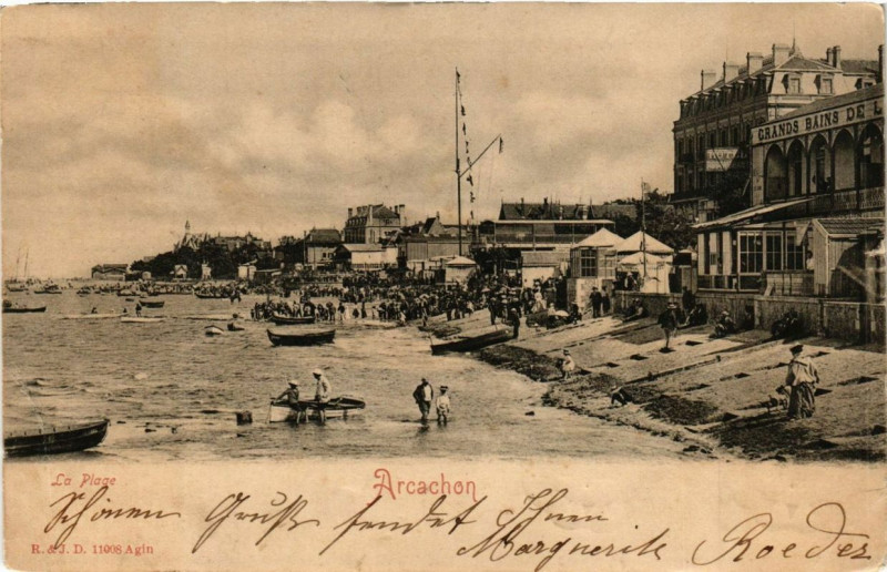 Carte postale ancienne Arcachon La Plage à Arcachon