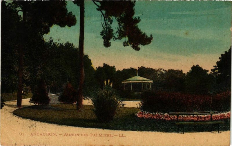 Carte postale ancienne Arcachon Jardin des Palmiers à Arcachon