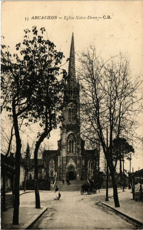 Carte postale ancienne Arcachon Eglise Notre Dame à Arcachon