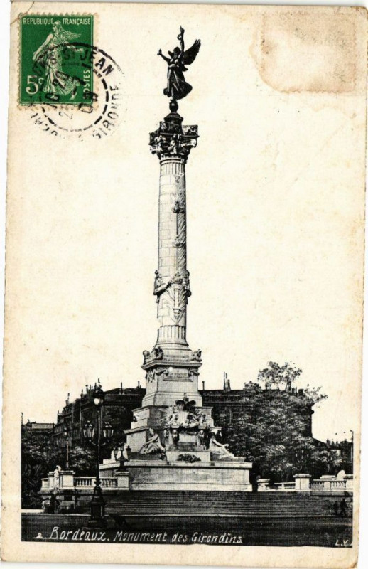 Carte postale ancienne Ed. AQuA 2 Bordeaux Monument des Girondins à Bordeaux