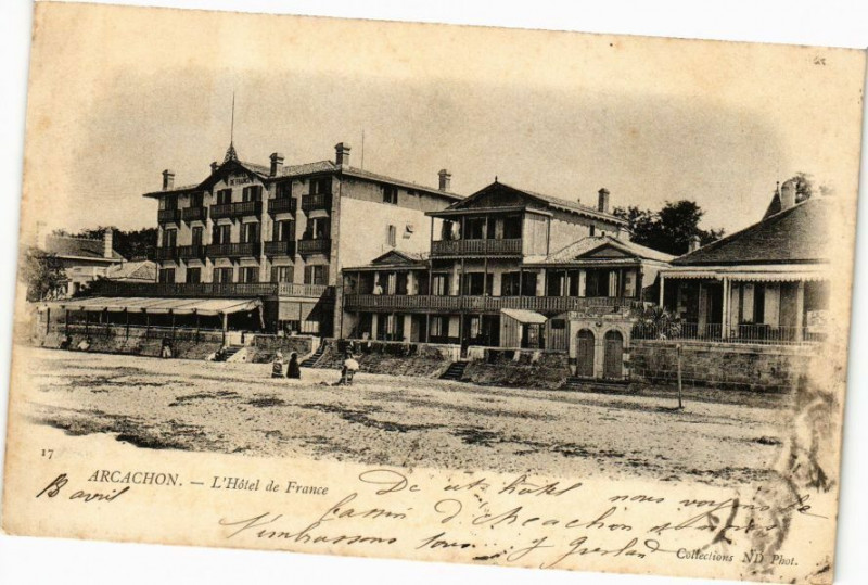 Carte postale ancienne Arcachon - L'Hotel de la France à Arcachon