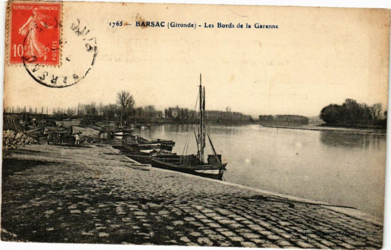 Carte postale ancienne Barsac (Gironde) - Les Bords de la Garenne à Barsac