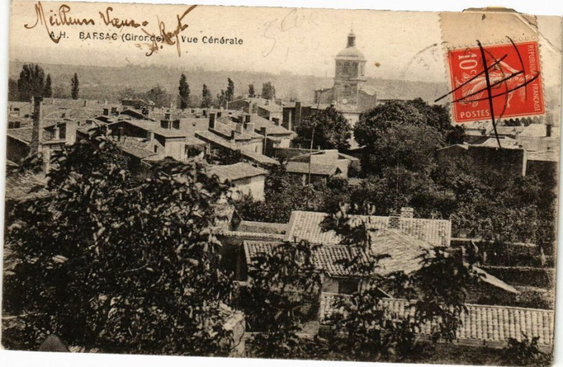 Carte postale ancienne Barsac (Gironde) - Vue Générale à Barsac
