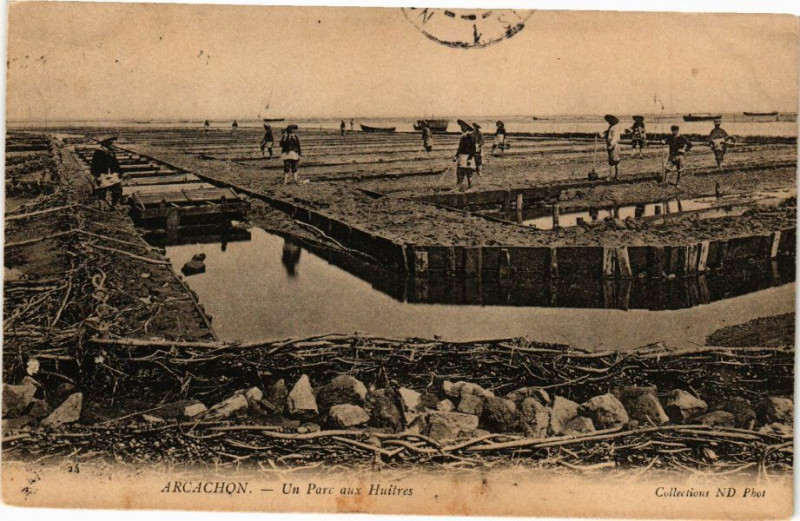 Carte postale ancienne Arcachon - un Parc aux Huitres à Arcachon