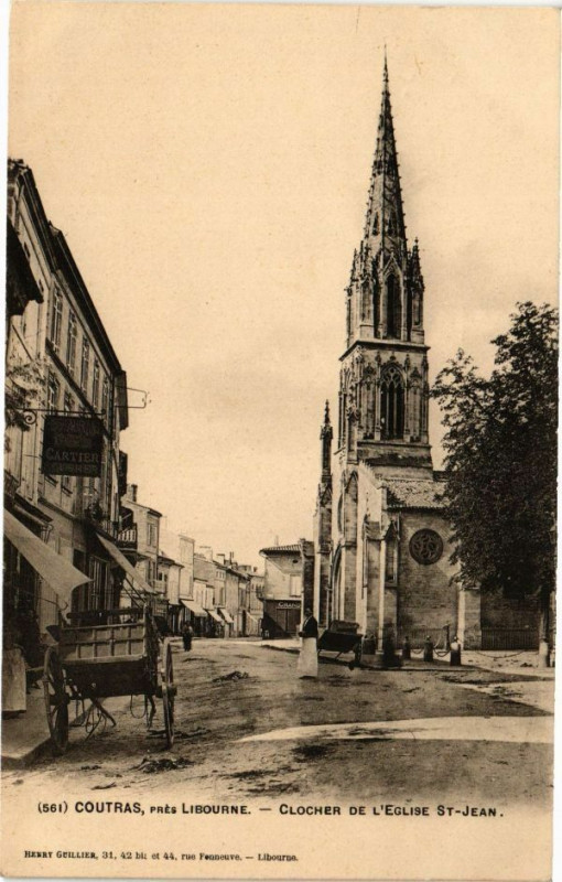 Carte postale ancienne Coutas pres Libourne - Clocher de L'Eglise Saint-Jean à Libourne