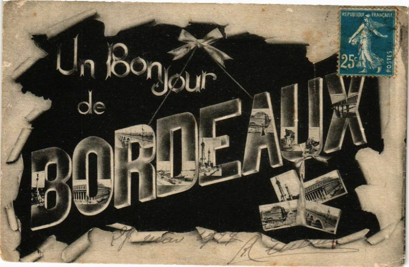 Carte postale ancienne Un Bonjour de Bordeaux à Bordeaux