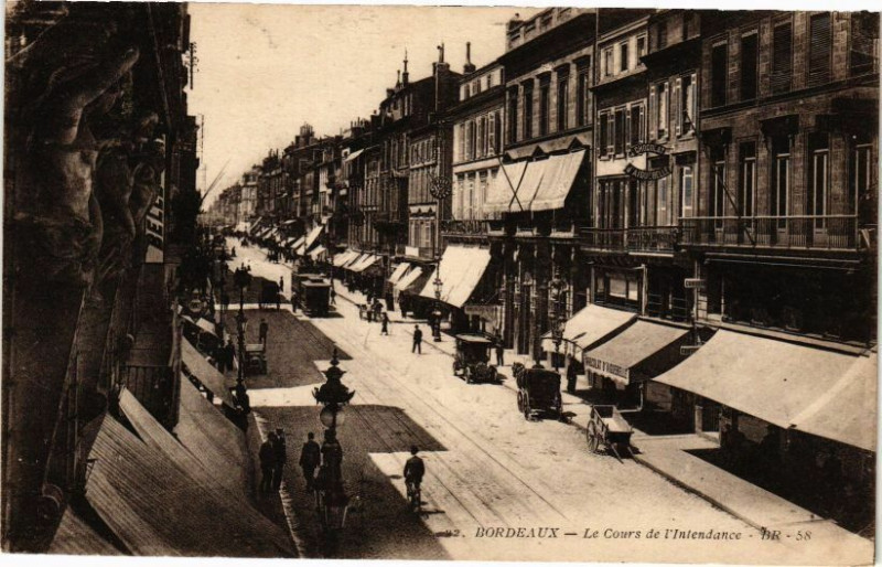 Carte postale ancienne Bordeaux-Le Cours de l'Intendance à Bordeaux