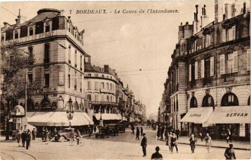 Carte postale ancienne Bordeaux-Le Cours de l'Intendance à Bordeaux