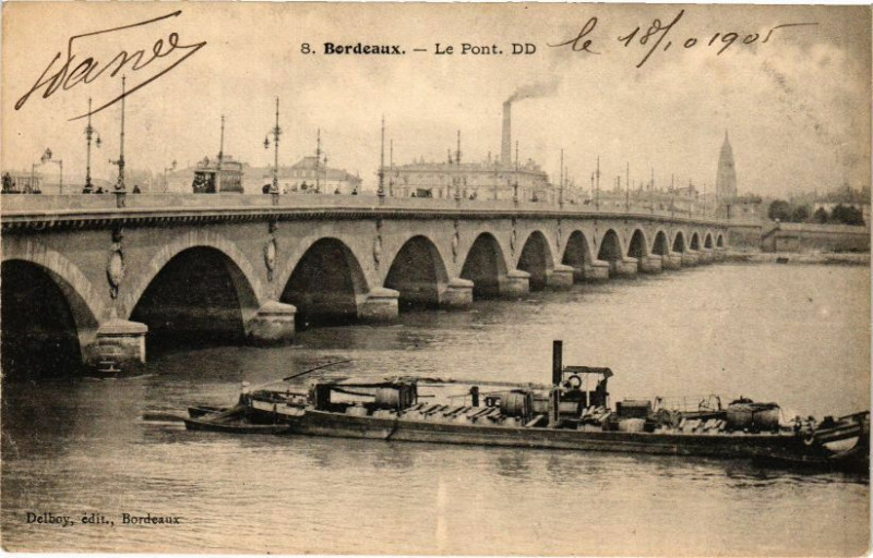 Carte postale ancienne Bordeaux - Le Pont à Bordeaux