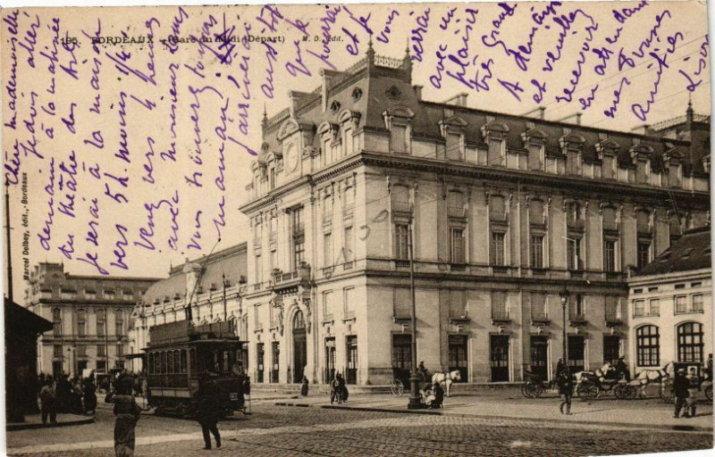 Carte postale ancienne Bordeaux - Gare du Midi à Bordeaux